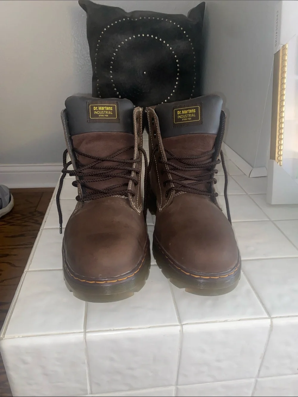 Dr. Martens Brown Men’s Industrial Steel-Toed Leather Lace-Up Boots